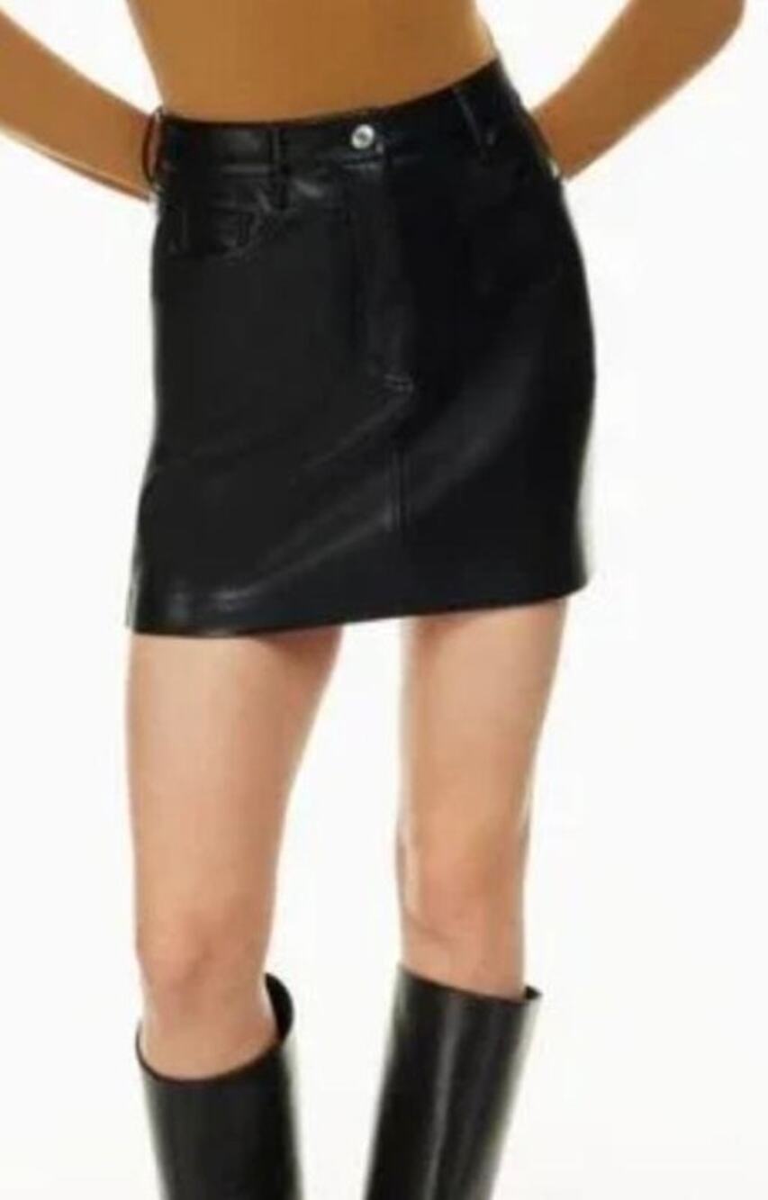 Aritzia Wilfred Chemistry Black Vegan Leather High Waisted Mini Skirt - SZ 4